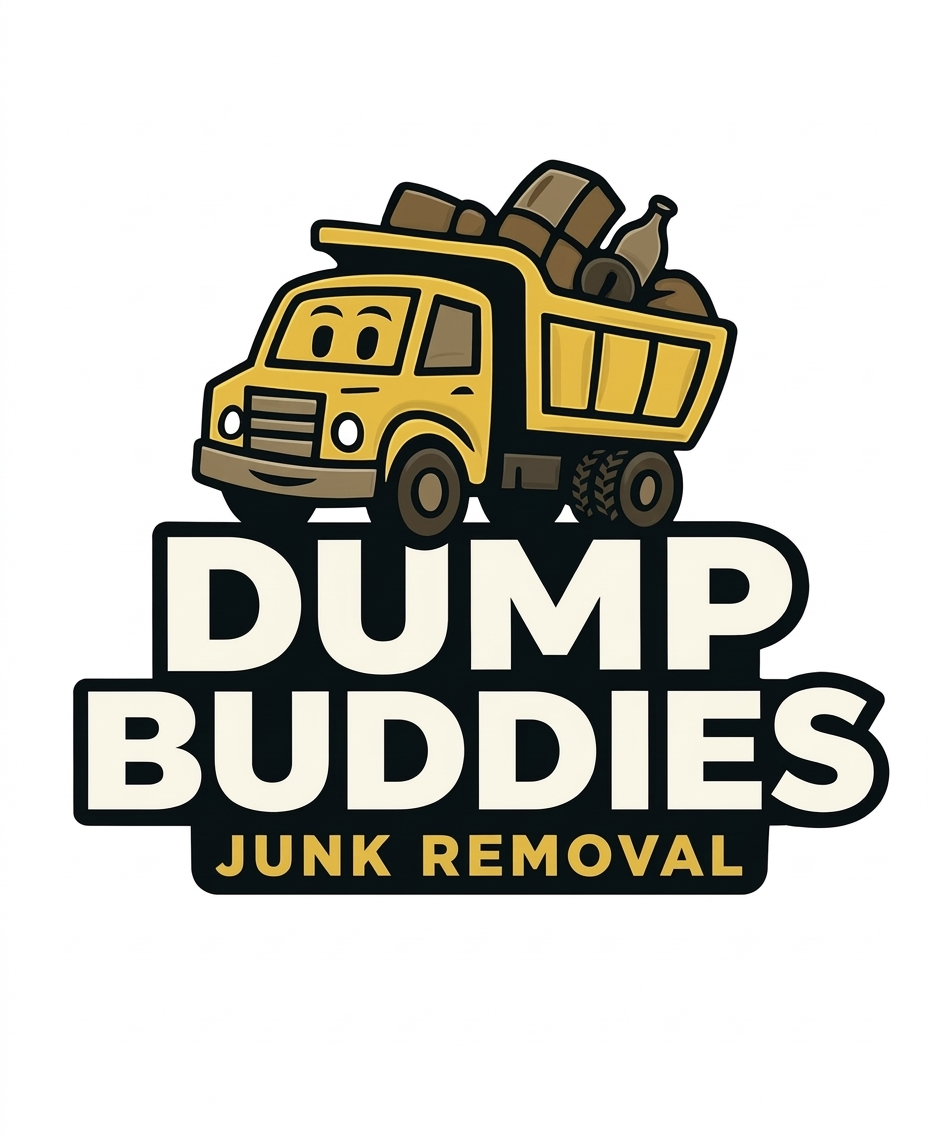 Dump Buddies Junk Removal: yellow dump truck logo